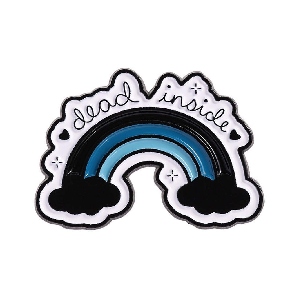 “Dead Inside” Rainbow Enamel Pin – Cute Goth Pin – Dark Humor Accessory